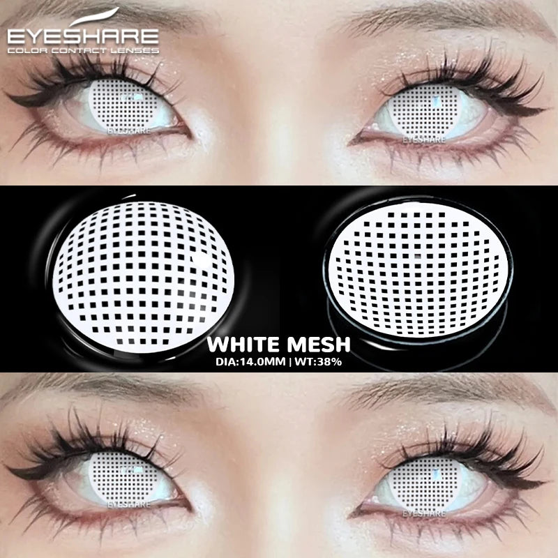 EYESHARE Cosplay White Colored Contact Lenses 2pcs Crazy Red Contact Lenses Anime Black Eye Lenses Halloween Beauty Makeup Lens