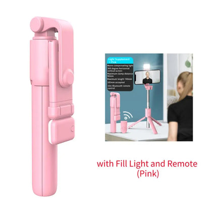 Wireless Bluetooth Selfie Stick Tripod With Remote Extendable Tripod With LED Selfie Light Detachable For Ios Android Smartphone