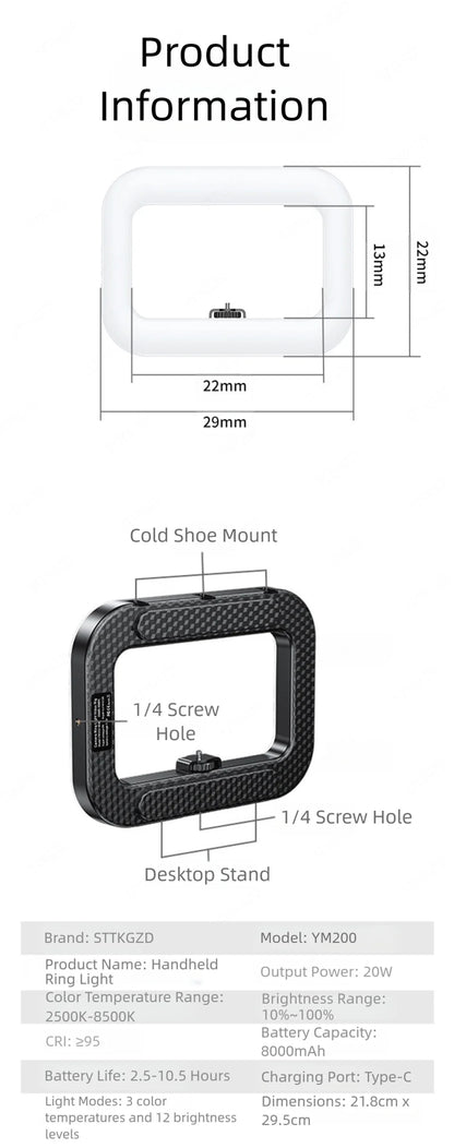 Portable Handheld Ring LED Light New Rabbit Cage Lighting Photography Lamp for Mobile Live Broadcast Selfie Light Decoration