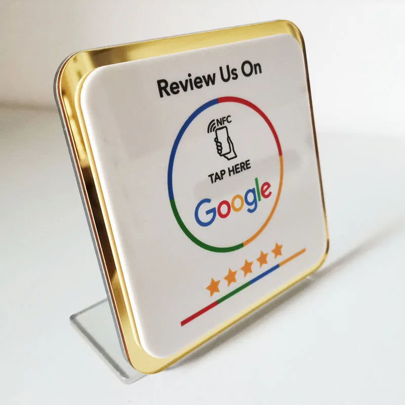 Customized Printing Google Review Sign NFC Scan code Acrylic Social Media Signs Google Review Plates with Stand