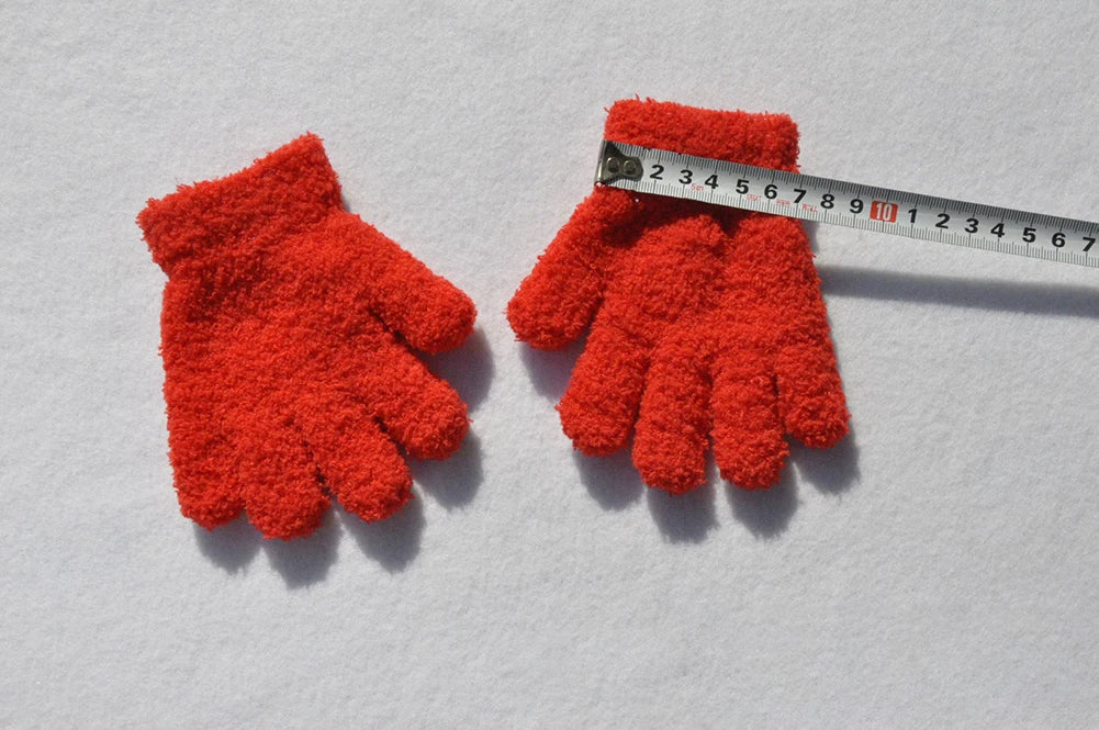 Warm Plush Thick Warm Baby Gloves Winter Plus Velvet Mittens Children Kid Coral Fleece Full Finger Gloves For 1-4Y Kids Gloves