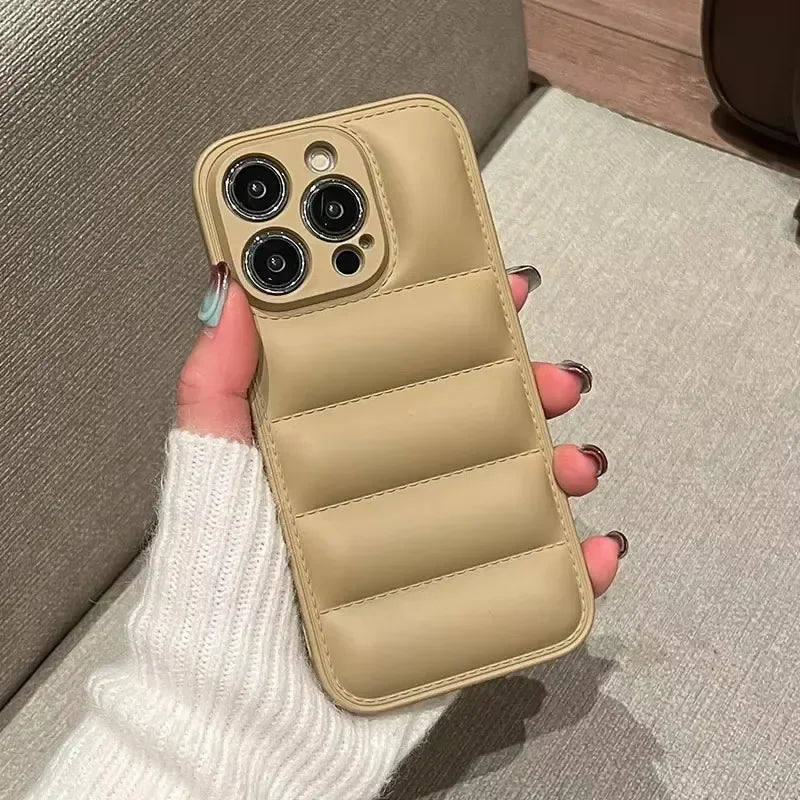 Colorful Down Jacket pattern silicon phone case for iPhone 16 15 14 13 12 11 Pro Max Plus full camera shockproof soft back cover