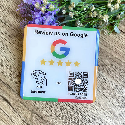 10X10cm QR Code and NFC Tap  Sticky  Instagram Facebook Tripadvisor Trustpilot ReviewGoogle Review Plaque