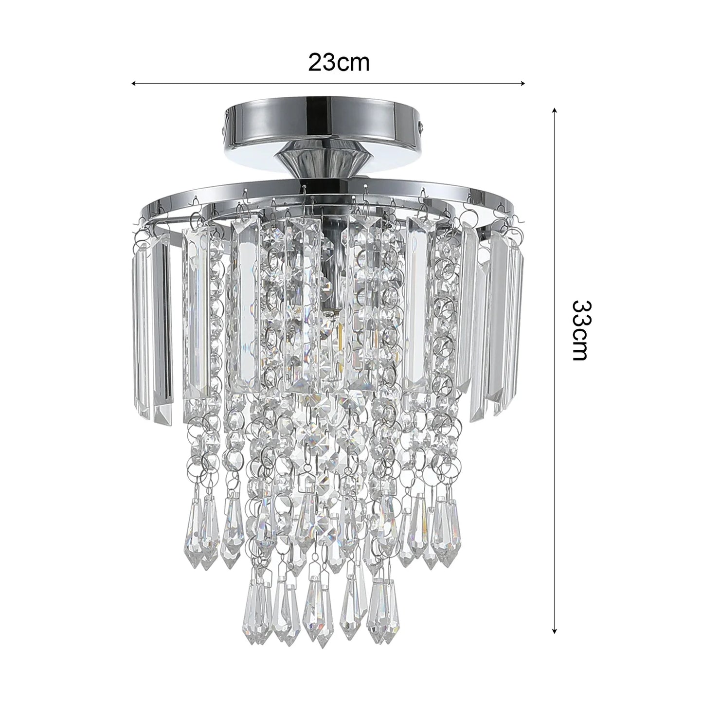 KOMORE Crystal Mount Ceiling Light 23cm /25cm / 30cm Dia for Living Room, Bedroom, Kitchen