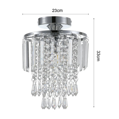 KOMORE Crystal Mount Ceiling Light 23cm /25cm / 30cm Dia for Living Room, Bedroom, Kitchen