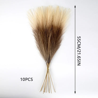 10pcs Artificial Pampas Grass Decor Flowers Fake Plant Reed forDIY Floral Table Arrange Flower Wedding Home Christmas Decoration