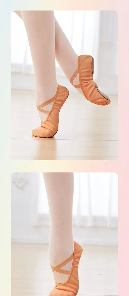 Ballet Shoes for Girls & Women - Stretch Canvas Dance Slippers with Split Sole & Elastic Fit