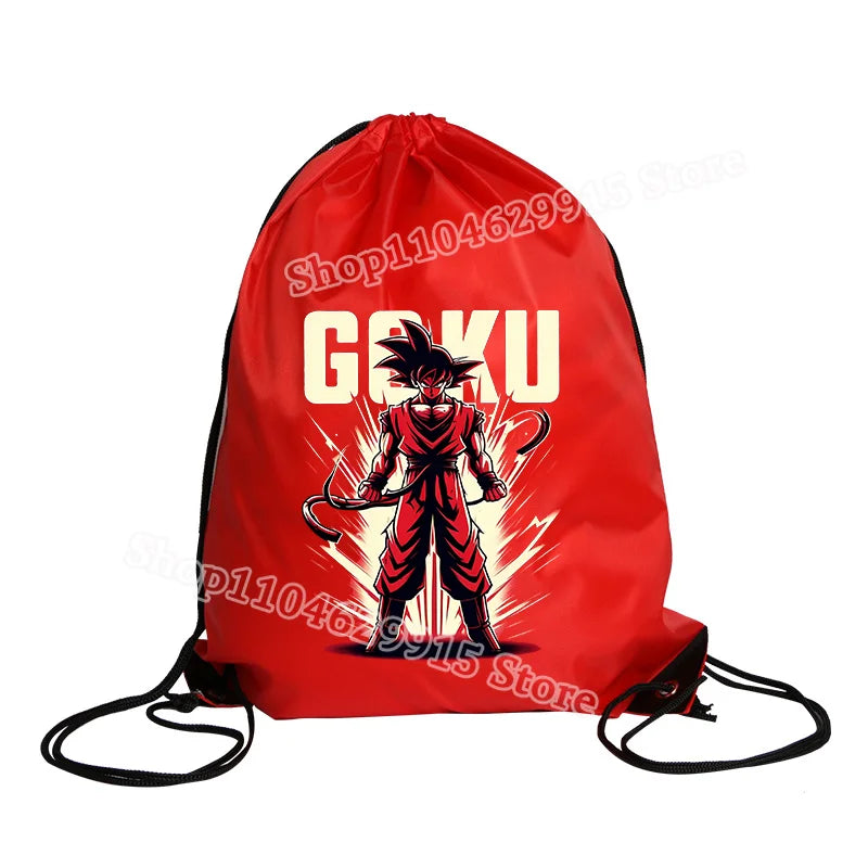 Dragon Ball Drawstring Bag Boys Goku Anime Figure String Pocket Swimming Pool Clothes Shoes Storage Waterproof Backpack Gifts