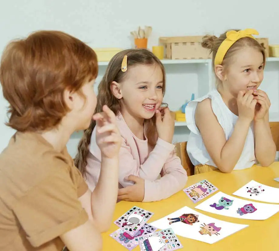 12Sheets Gabby's Dollhouse Make A Face Puzzle Stickers Kids Make Your Own DIY Game Children Cartoon Jigsaw Education Toys Gift
