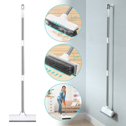 Long Handle Scrub Brush 2 In 1 Floor Scrubber And Squeegee For Cleaning