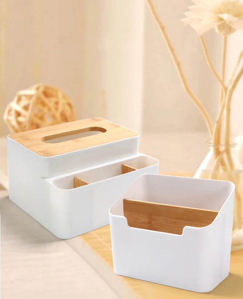 Multi-Function Storage Box Organizer - Remote Control Holder & Tissue Dispenser for Home & Office