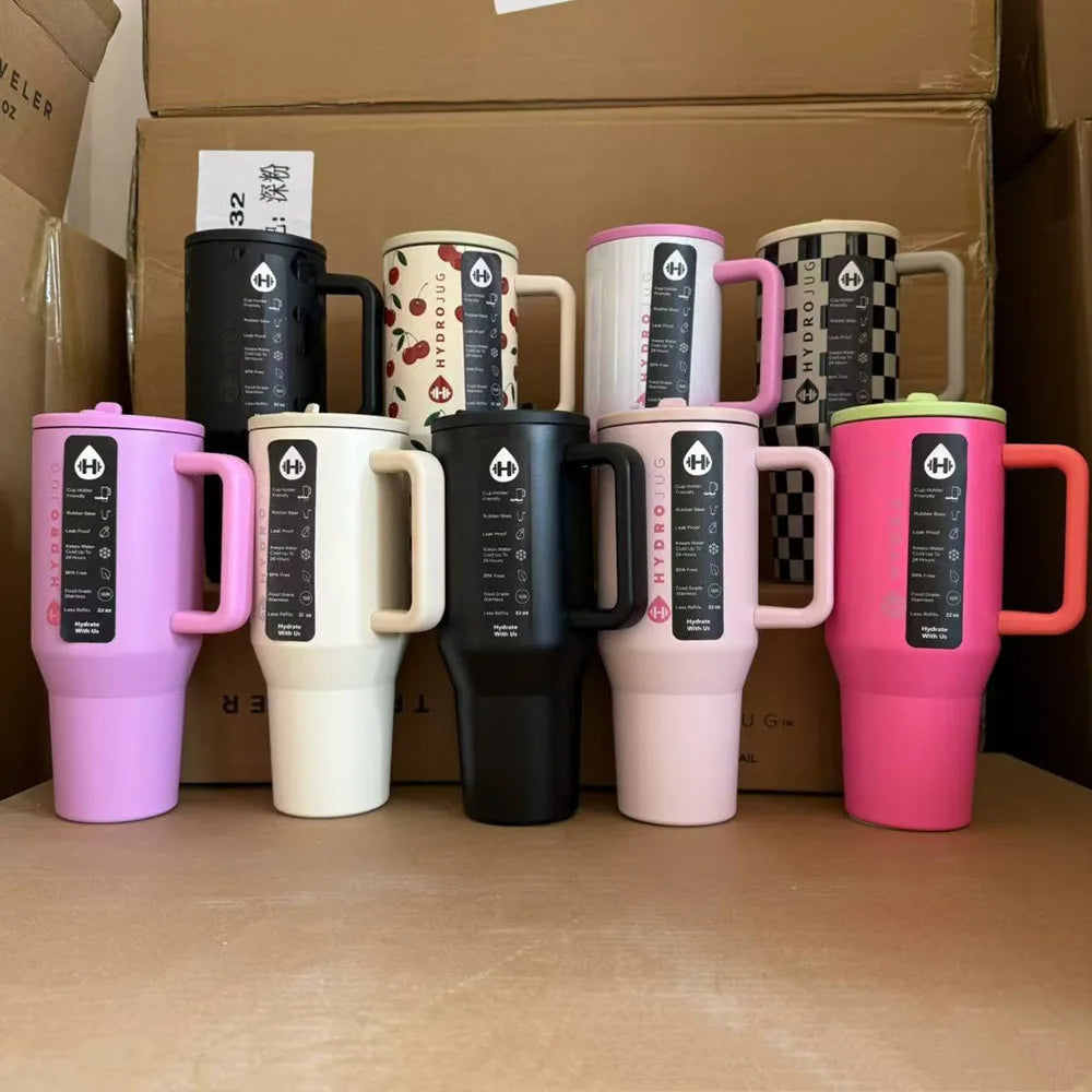 HydroJug Thermobecher 32 oz/40 oz mit Strohhalmdeckel, Edelstahl, vakuumisoliert, doppelwandig, für unterwegs