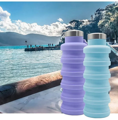 New Portable Silicone Water Bottle Retractable Folding Coffee Bottle Cups E Outdoor Travel Tools Collapsible Sport Bottles