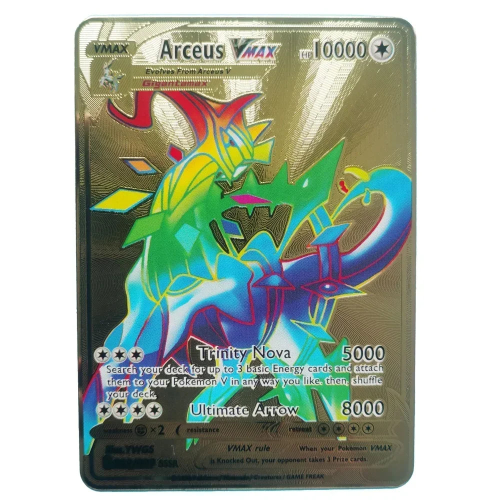 Pokémon 32er-Karten Goldmetall-Pokémon-Karten Englisch Harte Eisenkarten Mewtu Pikachu Gx Glurak Vmax Paket Spielkollektion