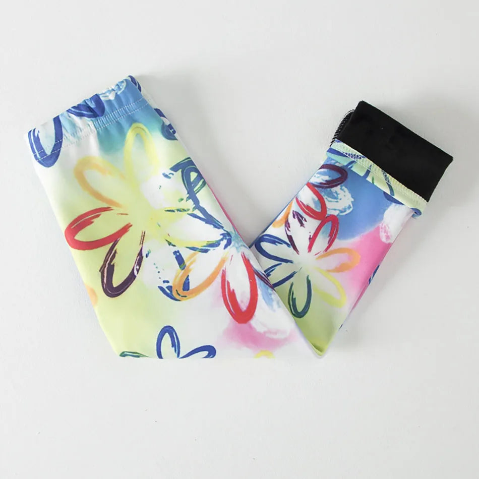 Girls Winter Leggings - Warm Plush Thickened Butterfly Print Pants for Kids