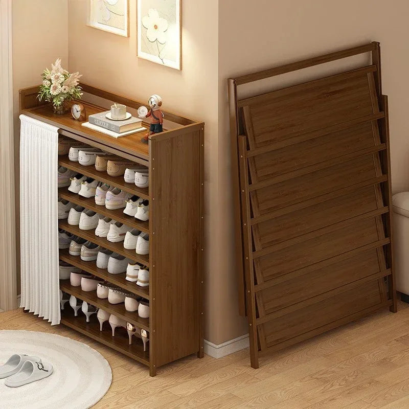 Free installation shoe rack indoor simple folding household multi-layer dustproof rental room shoe storage artifact