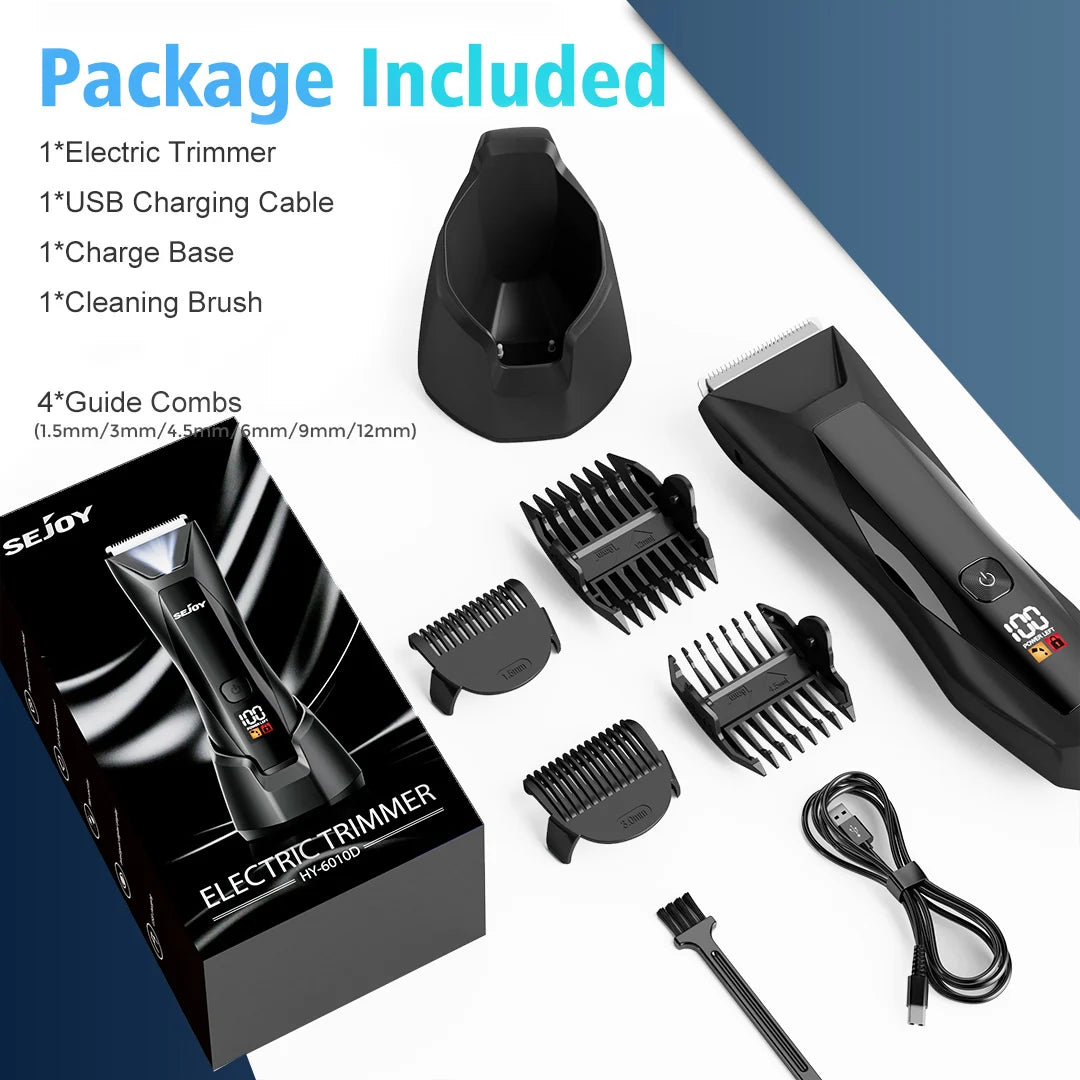 Sejoy Body Hair Trimmer Clipper for Men,Rechargeable Cordless Barber Clippers,Electric Hair Trimmer,Waterproof Beard Trimmer