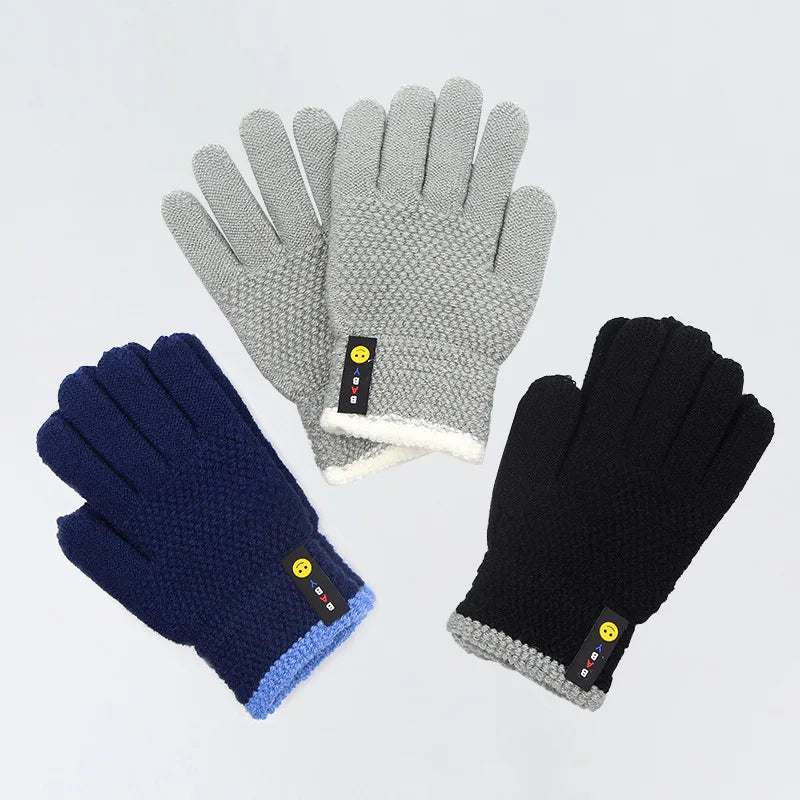 Kids Winter Gloves - Warm Knitted Mittens for Boys & Girls Ages 6-10 | Premium Cotton Stretch Gloves