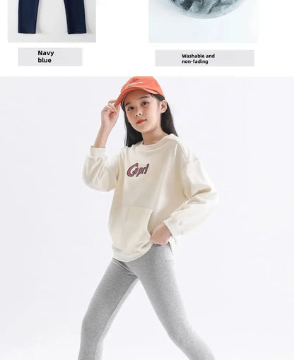 Girls Pure Cotton Long Pants - Slim Fit Thermal Underwear for Kids | Spring Autumn Base Layer