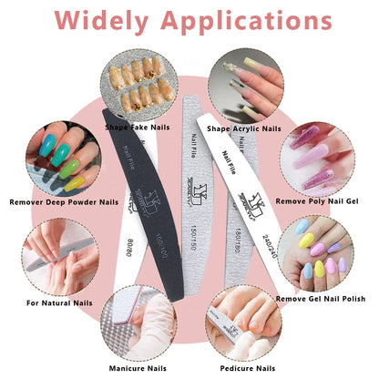 5/25Pcs/Lot Nail File Mix Color 80/100/150/180/240 Grit Professional Sandpaper Cuticle Remover Buffer Files Manicure Tool Set