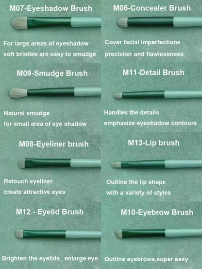 13 Piece Professional Makeup Brush Set with Case - Synthetic Hair Cosmetic Brushes for Eye Shadow, Foundation & Blush