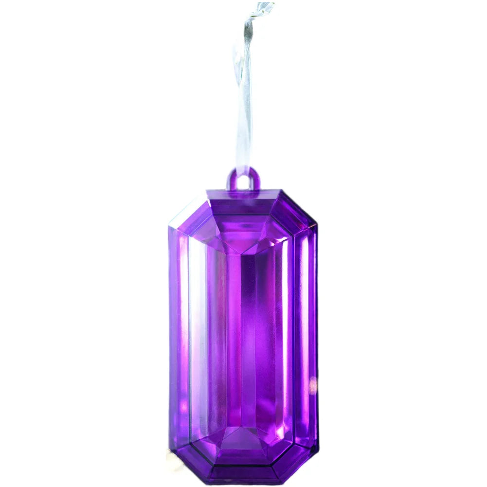 Plastic Square Gemstone Pendant Ornament Featuring Snowflake Pattern for Christmas Tree Hanging and Holiday Decoration