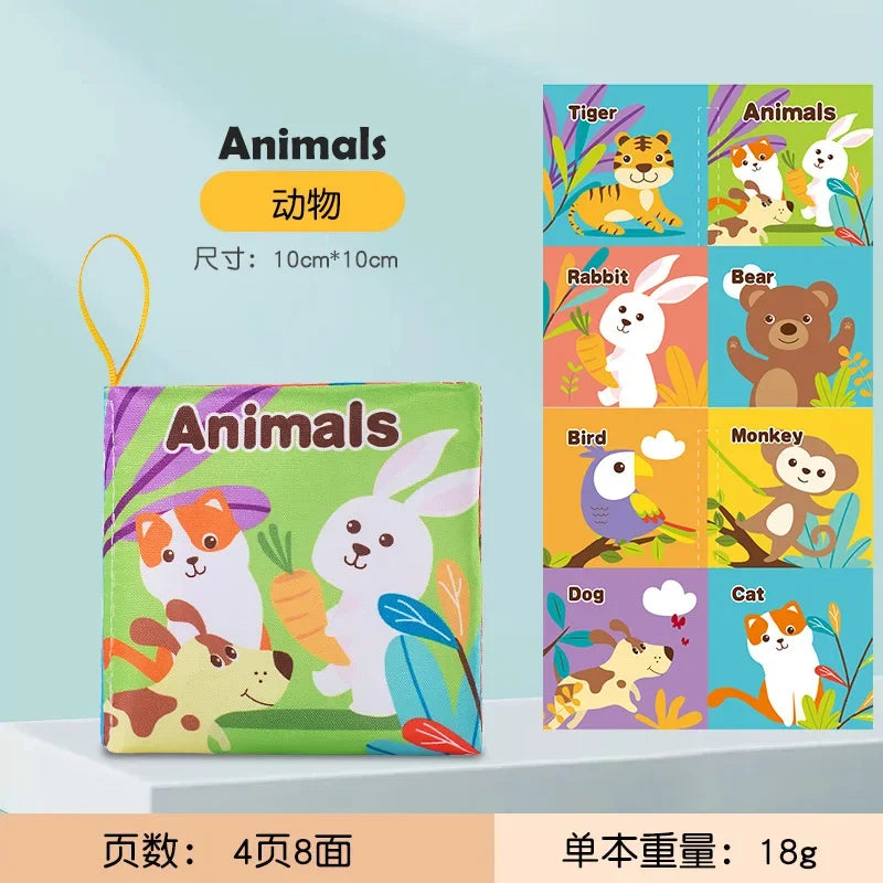 Children Early Educational Toys Rustle Sound Soft Cloth Book Fruits Animal Numbers Food Means of Transportation Cognition Toys