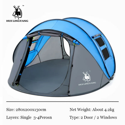 HUI LINGYANG throw tent outdoor automatic tents throwing pop up waterproof camping hiking tent waterproof large family tents