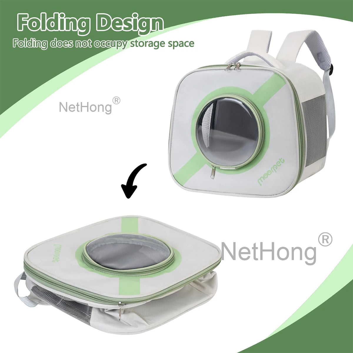 Portable Pet Carrier Backpack For Birds Rabbits & Small AnimalsDurable Nylon With Secure Zip Closure Bag Pack Harness For Pets