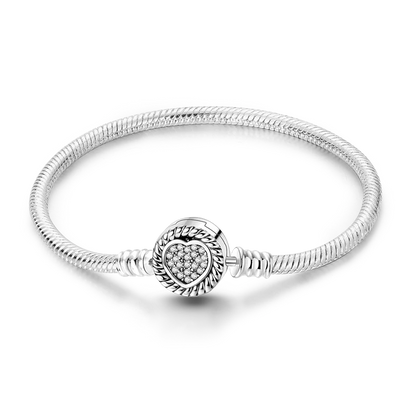 925 Sterling Silver Charm Bracelet - Leaf, Clover, Butterfly & Heart Design | 17-20cm Adjustable