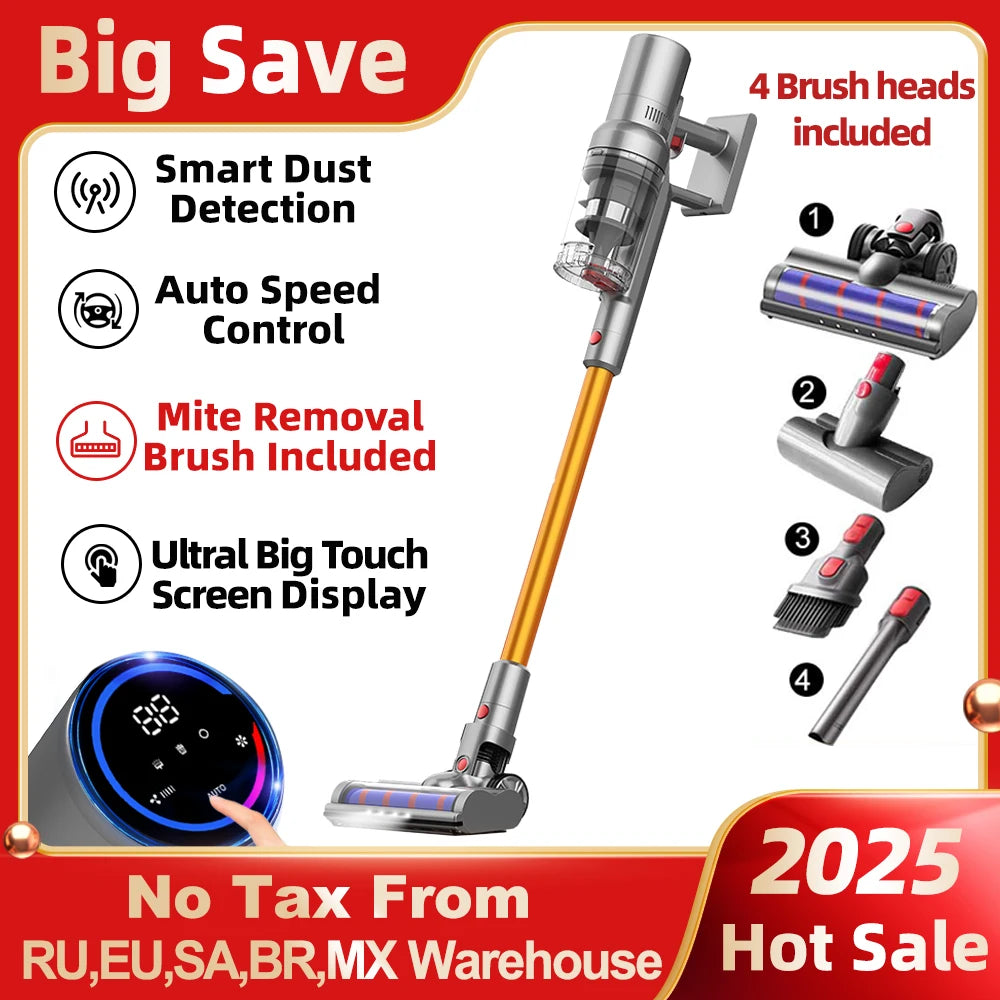 ABIR VC205 Cordless Handheld Vacuum Cleaner,27000PA,Touch Screen,Smart Dust Sensor,Auto Speed Control for Home Bed Carpet Clean