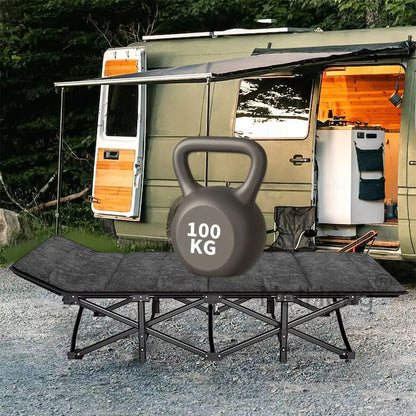Cot Heavy-Duty Portable Camping Folding Sleeping Bed With Mattress
