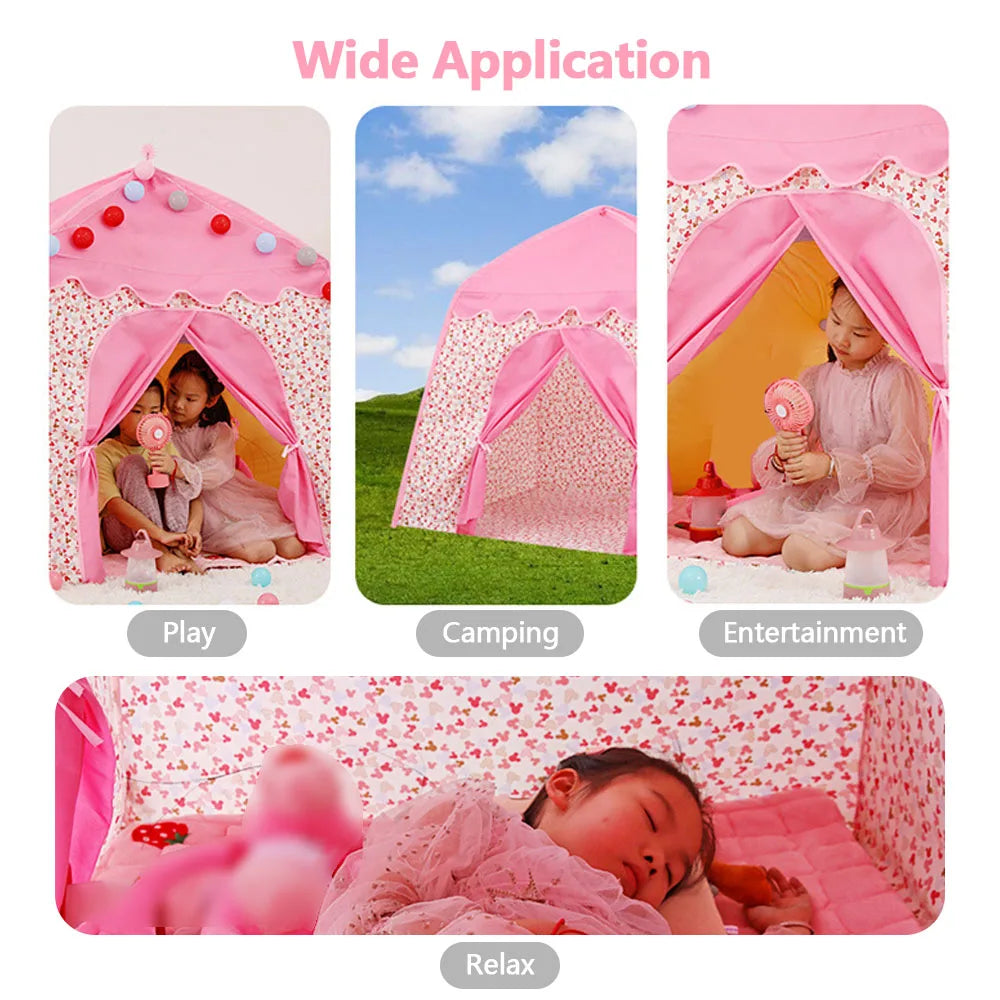 Kids Play Tent Princess Castle Play Tent Oxford Fabric Large Fairy Playhouse with Carry Bag for Boys & Girls Indoor Outdoor
