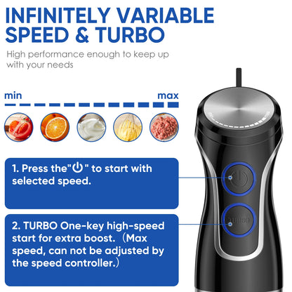 BioloMix 5 in 1 Immersion Hand Blender,1500W Blender with 304 Stainless Steel Blade,Food Processor,Smoothies Puree Baby Food