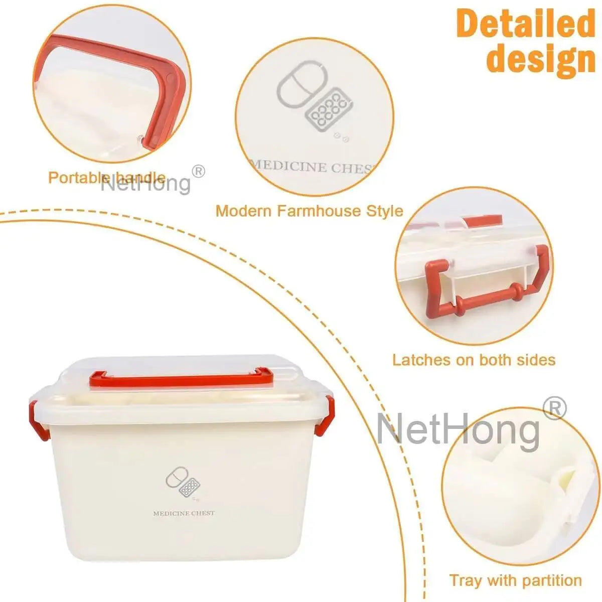 Box Portable Medicine Storage Container Large Capacity For Home