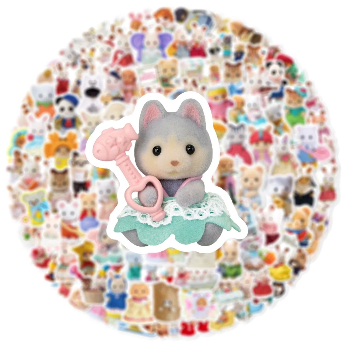100PCS Cute Sylvanian Families Stickers Kawaii Graffiti Sticker Decoration DIY for Water Bottle Phone Diary Decals Kid Toy Gift