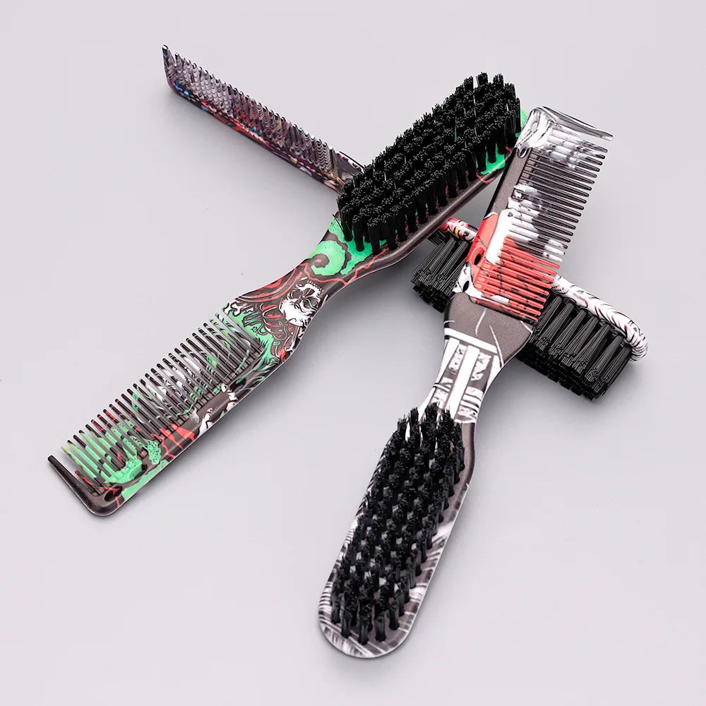 Barbershop Double Sided Brush Professional Face Neck Broken Hair Cleaning Brush Men Beard Styling Comb Salon Home Tools Supplies