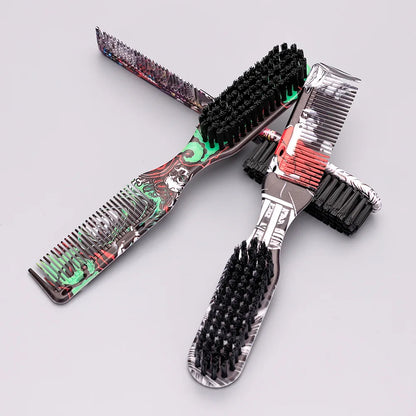 Barbershop Double Sided Brush Professional Face Neck Broken Hair Cleaning Brush Men Beard Styling Comb Salon Home Tools Supplies
