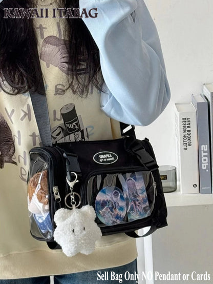 New Fashion 2025 Itabag Women Multipocket Clear Transparent Bag Summer Crossbody Bags Bucket Bag College Student Shoulder Bag