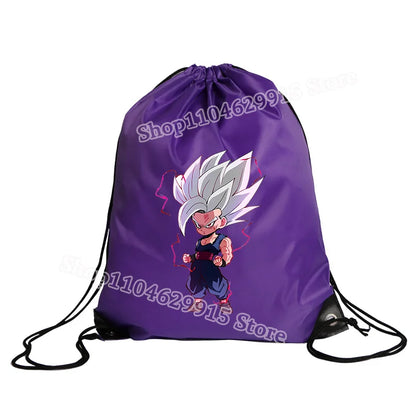 Dragon Ball Drawstring Bag Boys Goku Anime Figure String Pocket Swimming Pool Clothes Shoes Storage Waterproof Backpack Gifts