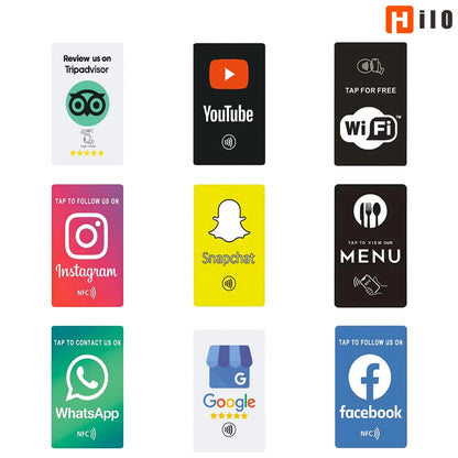 Hilo Universal NFC Google Review Cards Facebook Instagam for iPhone/Android Tap URL Writing Social Business Review Cards
