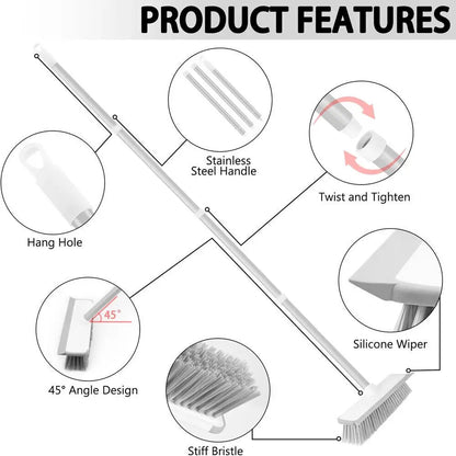 Long Handle Scrub Brush 2 In 1 Floor Scrubber And Squeegee For Cleaning