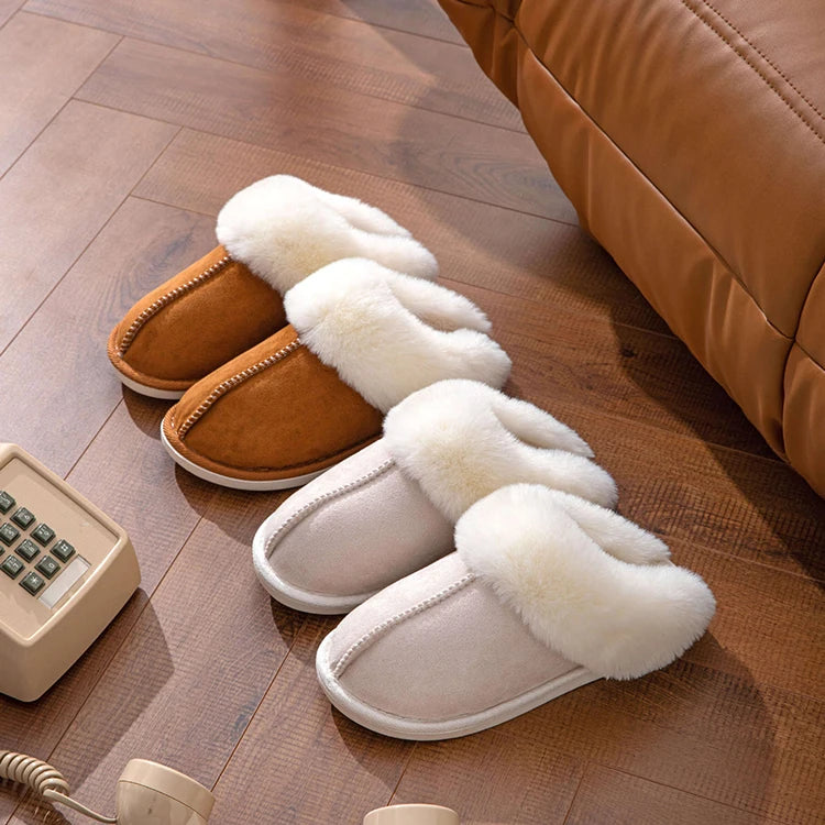 Furry Home Slippers Women 2024 Winter Designer Shoes Ladies Flats Casual Warm Plush House Fur Slides Couple Footwear Large Size