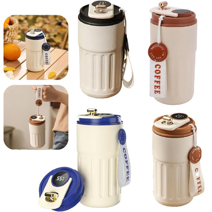 Travel Mug With Temperature Display, 304 Stainless Steel Vacumm Coffee Cups~