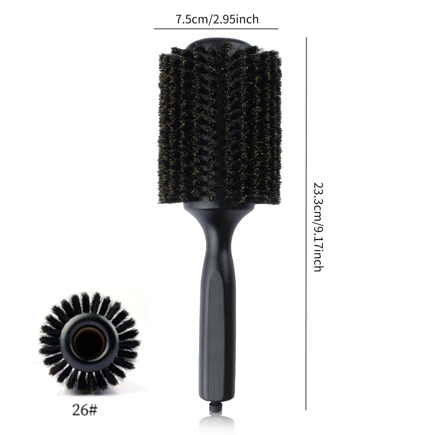 6 Sizes Boar Bristle Round Hair Brush Curly Hair Styling Comb Professional Removable Tail Barber Hairdresser Round Rolling Comb