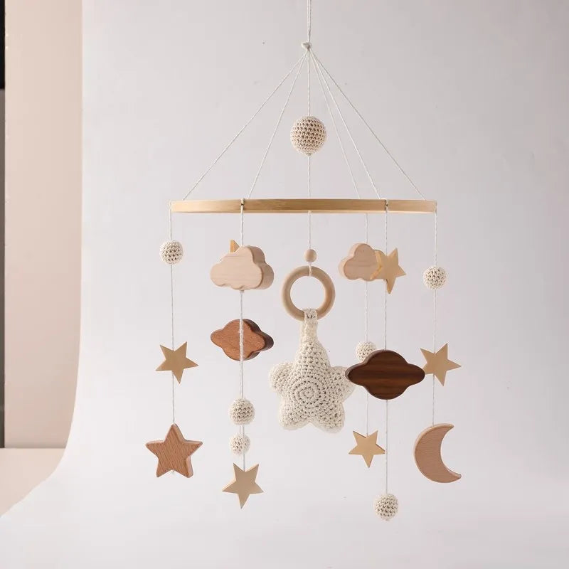 Baby Crib Bed Bell Rattle Toy 0-12 Months Wooden Mobile Cartoon Bee Bed Bell Hanging Toy Holder Bracket Infant Crib Bracket Gift