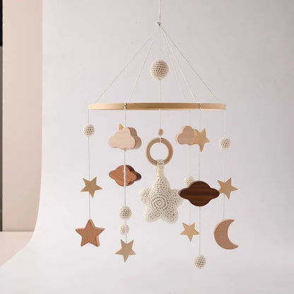 Baby Crib Bed Bell Rattle Toy 0-12 Months Wooden Mobile Cartoon Bee Bed Bell Hanging Toy Holder Bracket Infant Crib Bracket Gift