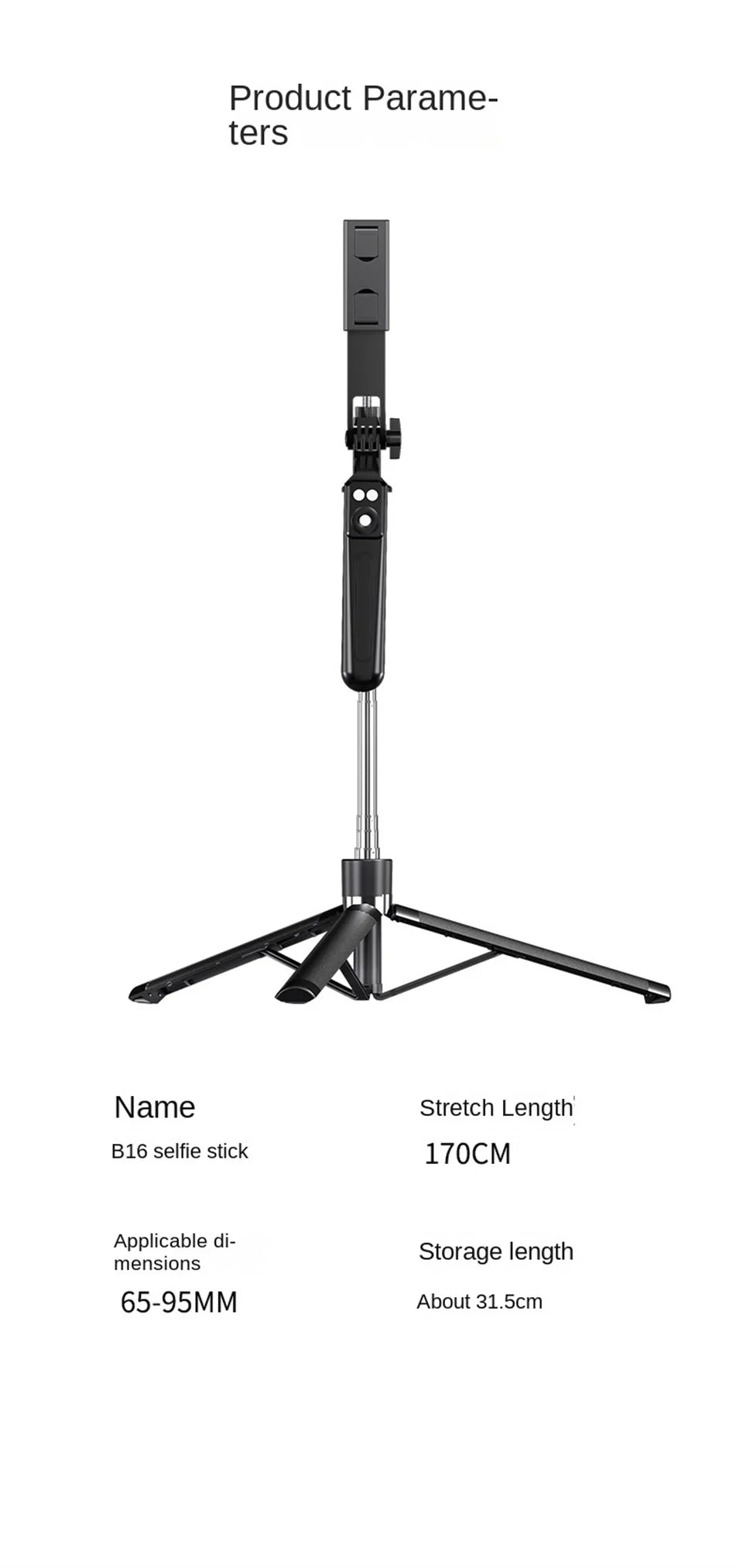 MEUYAG Selfie Stick 360 ° rotation 170cm with Wireless Bluetooth Extended Tripod with Remote Shutter for Android ios smartphone
