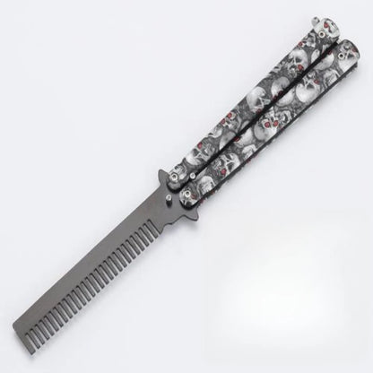 Folding Butterfly Comb for Men Portable Butterfly Training Comb Knife Foldable Trainer Pocket Flail Metal Knife Uncut Blade
