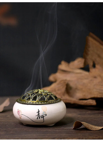 Incense Burner Set Brass Incense Fragrance Making Kit Incense Sealing Mold Incense Holder for Yoga Meditation Home Fragrance